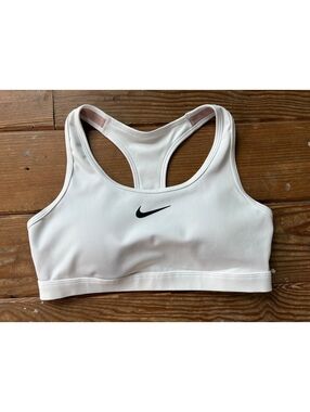 Nike Swoosh Dri-FIT Medium Support Padded Sports Bra White Stone Mauve M NWT